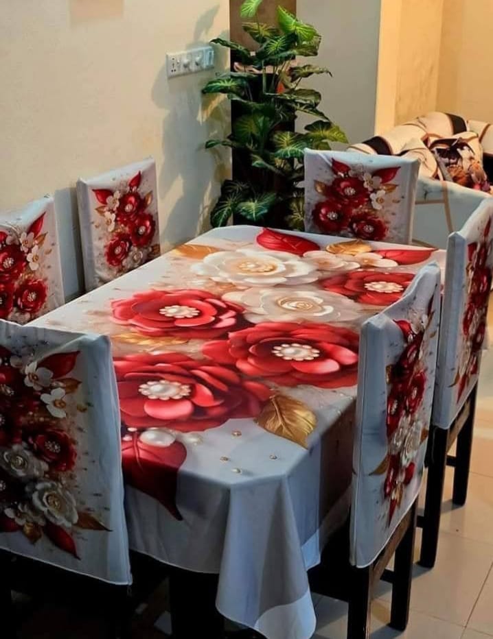 অরিজিনাল 3D ডাইনিং টেবিল ও চেয়ার কাভার ফুল সেট কোড: NTM: 30