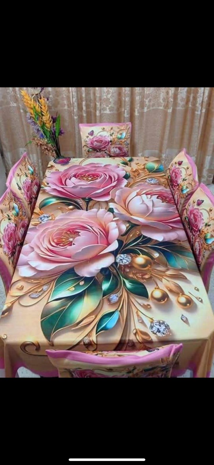 অরিজিনাল 3D ডাইনিং টেবিল ও চেয়ার কাভার ফুল সেট কোড: NTM: 28